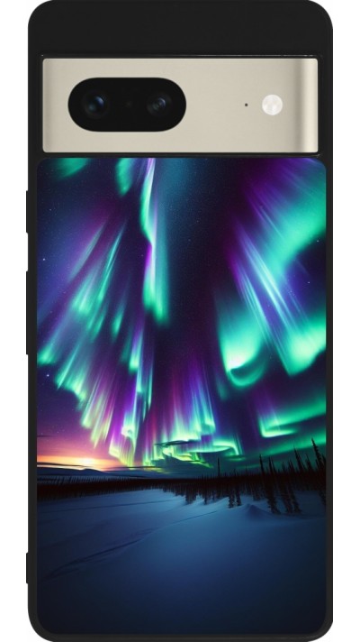 Google Pixel 7 Case Hülle - Silikon schwarz Funkelndes Nordlicht