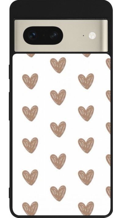 Google Pixel 7 Case Hülle - Silikon schwarz Autumn 2024 brown hearts