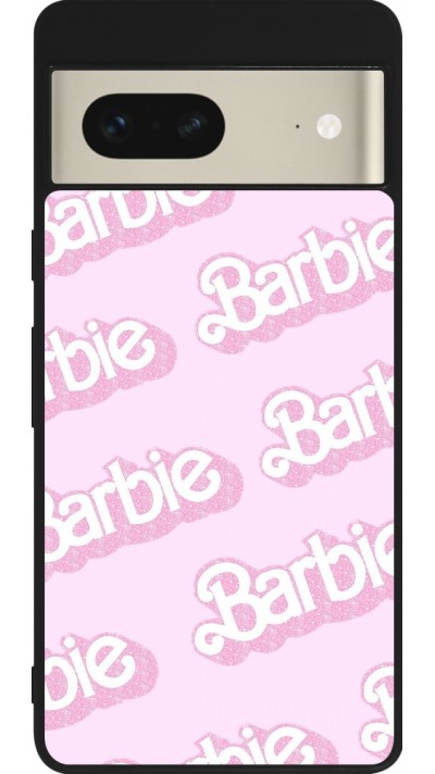 Google Pixel 7 Case Hülle - Silikon schwarz Barbie light pink pattern