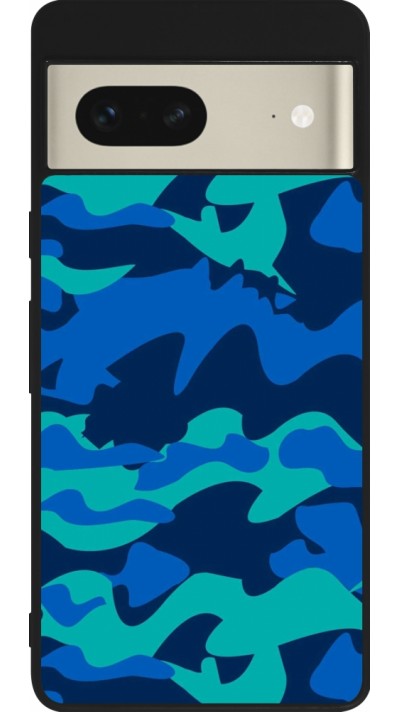 Google Pixel 7 Case Hülle - Silikon schwarz Camo Blue