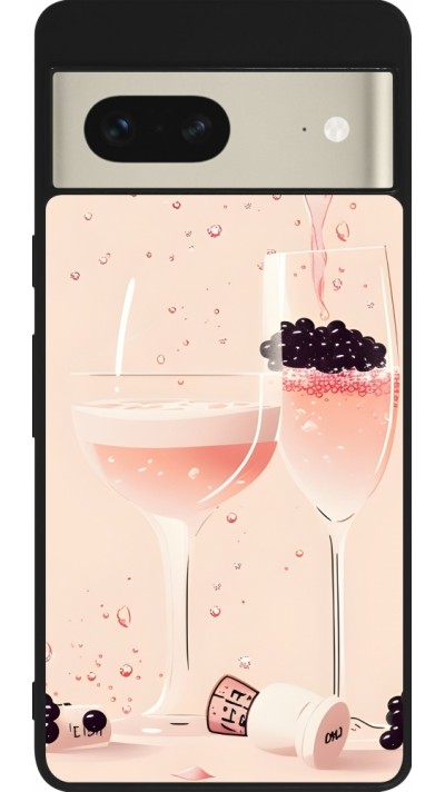 Google Pixel 7 Case Hülle - Silikon schwarz Champagne Pouring Pink