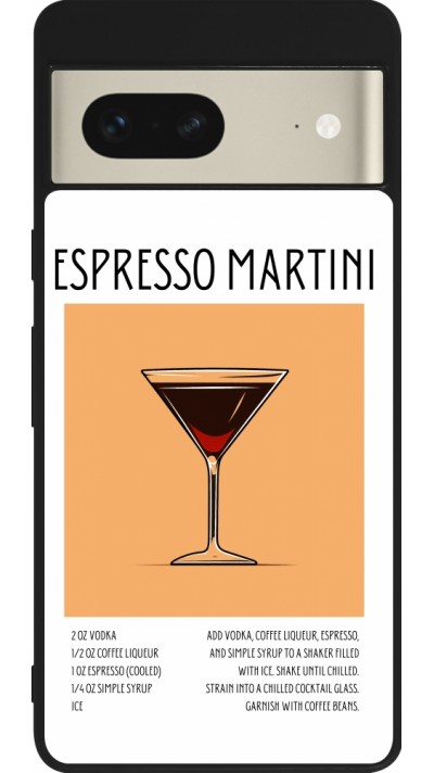 Google Pixel 7 Case Hülle - Silikon schwarz Cocktail Rezept Espresso Martini