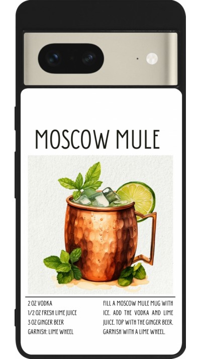 Google Pixel 7 Case Hülle - Silikon schwarz Cocktail Rezept Moscow Mule