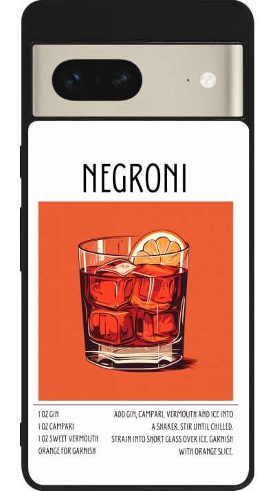 Google Pixel 7 Case Hülle - Silikon schwarz Cocktail Rezept Negroni