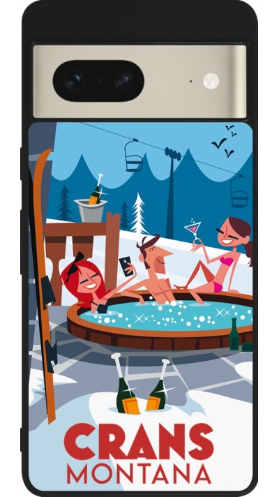 Google Pixel 7 Case Hülle - Silikon schwarz Crans-Montana Mountain Jacuzzi