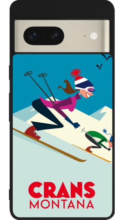 Google Pixel 7 Case Hülle - Silikon schwarz Crans-Montana Ski Downhill