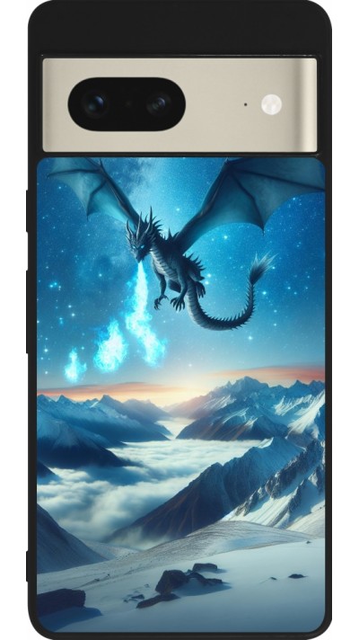 Google Pixel 7 Case Hülle - Silikon schwarz Drache nächtliche Berg