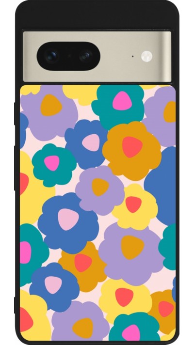 Google Pixel 7 Case Hülle - Silikon schwarz Easter 2024 flower power