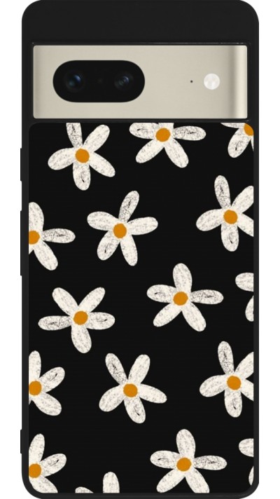 Google Pixel 7 Case Hülle - Silikon schwarz Easter 2024 white on black flower