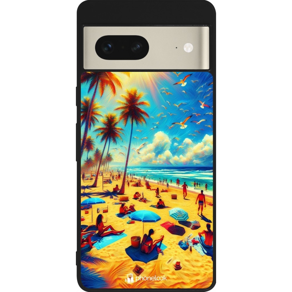 Google Pixel 7 Case Hülle - Silikon schwarz Sommer Paradies Farbe