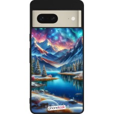 Google Pixel 7 Case Hülle - Silikon schwarz Fantasiebergsee Himmel Sterne