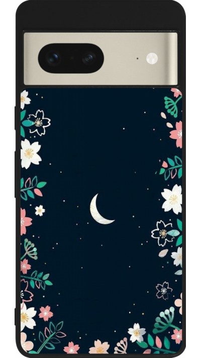 Google Pixel 7 Case Hülle - Silikon schwarz Flowers space