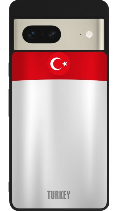 Coque Google Pixel 7 - Silicone rigide noir Maillot de football Turquie personnalisable