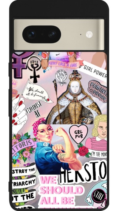 Google Pixel 7 Case Hülle - Silikon schwarz Girl Power Collage