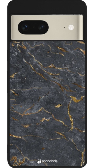 Google Pixel 7 Case Hülle - Silikon schwarz Grey Gold Marble