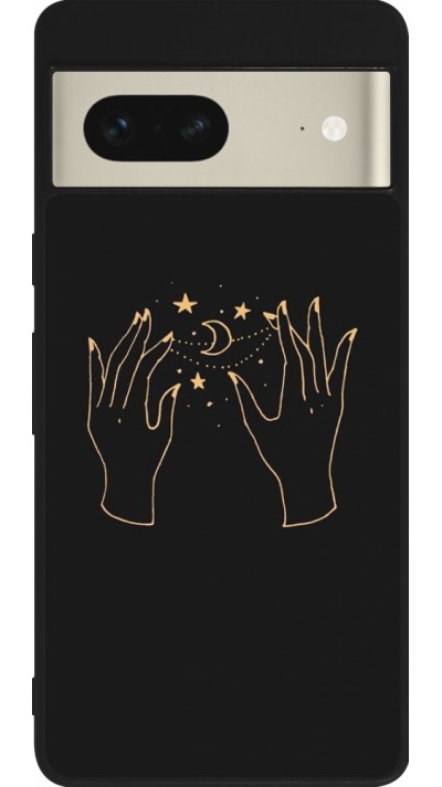 Google Pixel 7 Case Hülle - Silikon schwarz Grey magic hands