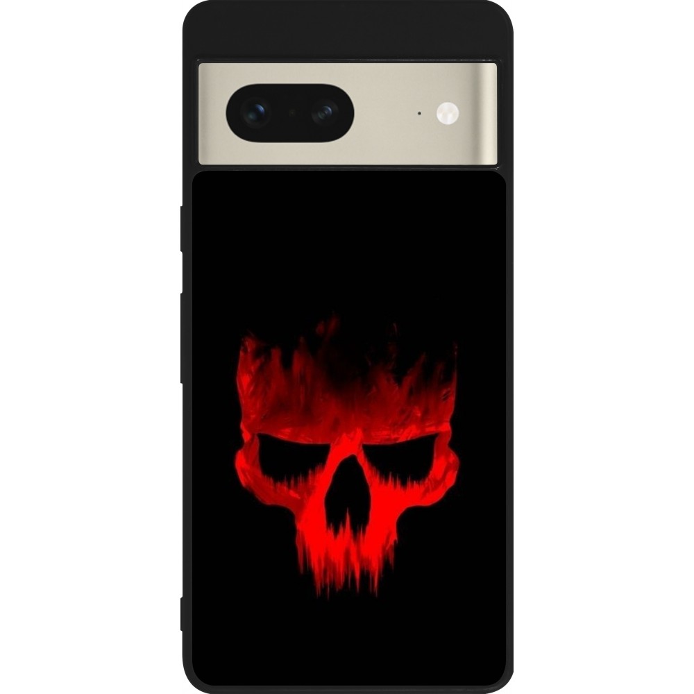 Google Pixel 7 Case Hülle - Silikon schwarz Halloween 2023 scary skull