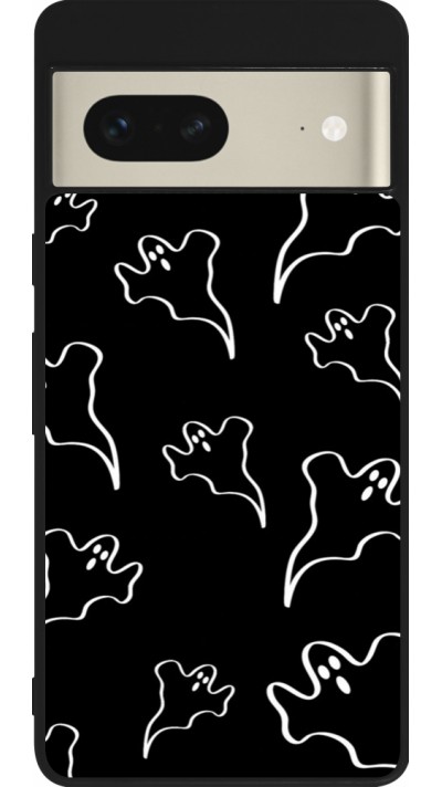 Google Pixel 7 Case Hülle - Silikon schwarz Halloween 2024 black and white ghosts