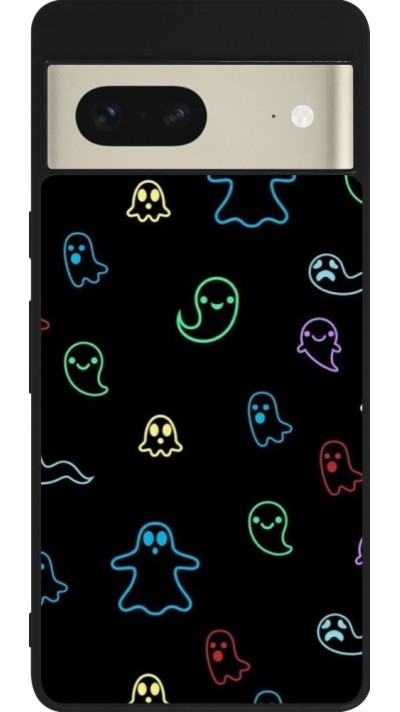 Google Pixel 7 Case Hülle - Silikon schwarz Halloween 2024 colorful ghosts