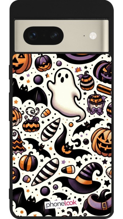 Google Pixel 7 Case Hülle - Silikon schwarz Halloween 2024 Niedliches Muster