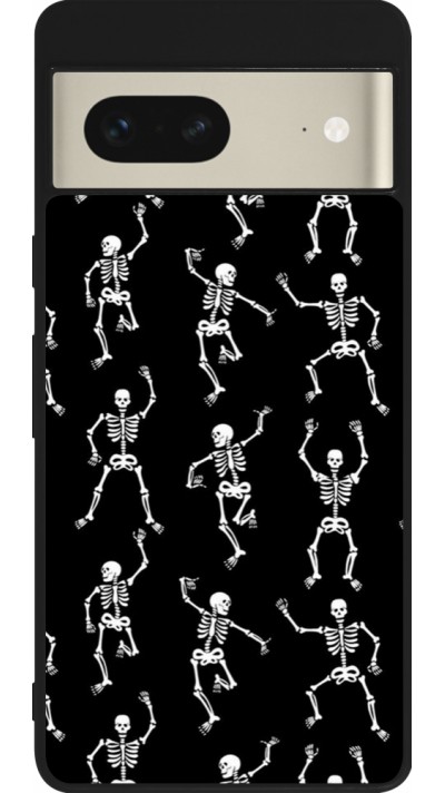 Google Pixel 7 Case Hülle - Silikon schwarz Halloween 2024 dancing skeleton