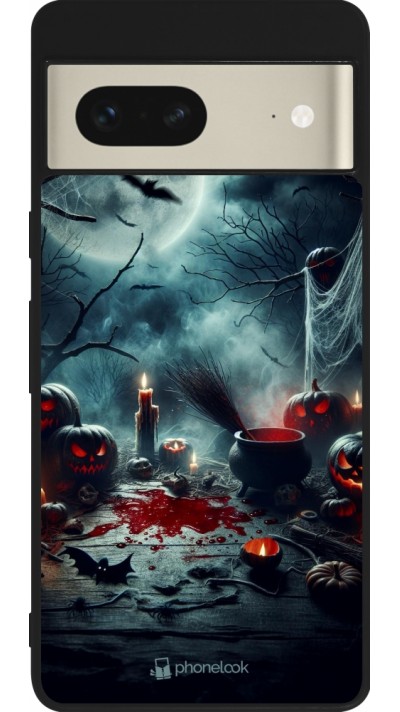 Google Pixel 7 Case Hülle - Silikon schwarz Halloween 2024 Dunkler Mond