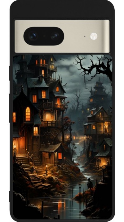 Google Pixel 7 Case Hülle - Silikon schwarz Halloween 2024 scary town