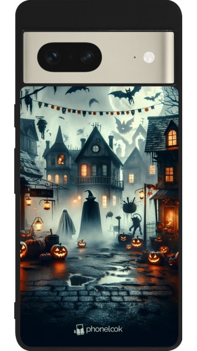 Google Pixel 7 Case Hülle - Silikon schwarz Halloween Spukstadt