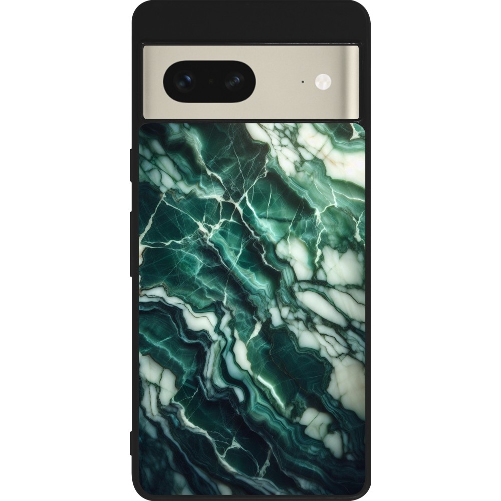 Google Pixel 7 Case Hülle - Silikon schwarz Majestätischer grüner Marmor