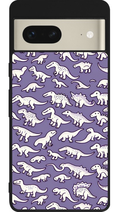 Google Pixel 7 Case Hülle - Silikon schwarz Mini-Dino-Muster violett