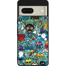 Google Pixel 7 Case Hülle - Silikon schwarz Mixed Cartoons Turquoise