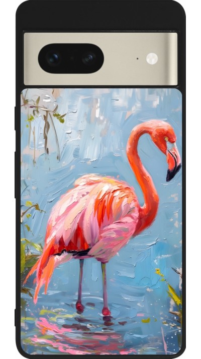 Google Pixel 7 Case Hülle - Silikon schwarz Paint Flamingo