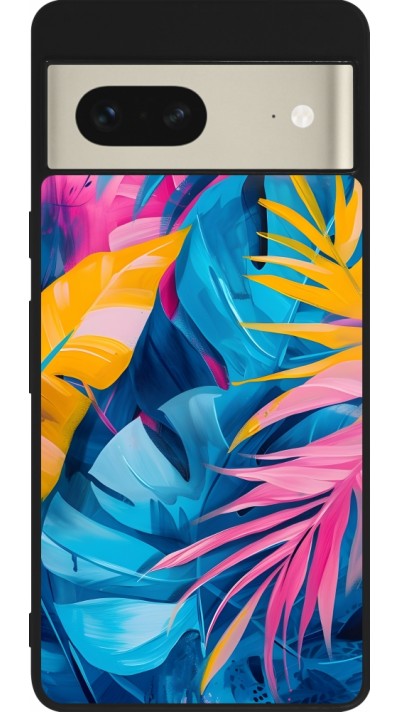 Google Pixel 7 Case Hülle - Silikon schwarz Palms Blue