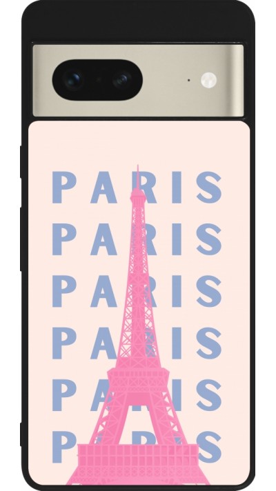 Google Pixel 7 Case Hülle - Silikon schwarz Paris Pink Print