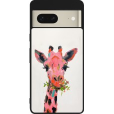 Google Pixel 7 Case Hülle - Silikon schwarz Pink Girafe Paint