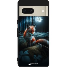 Google Pixel 7 Case Hülle - Silikon schwarz Fuchs Mond Wald