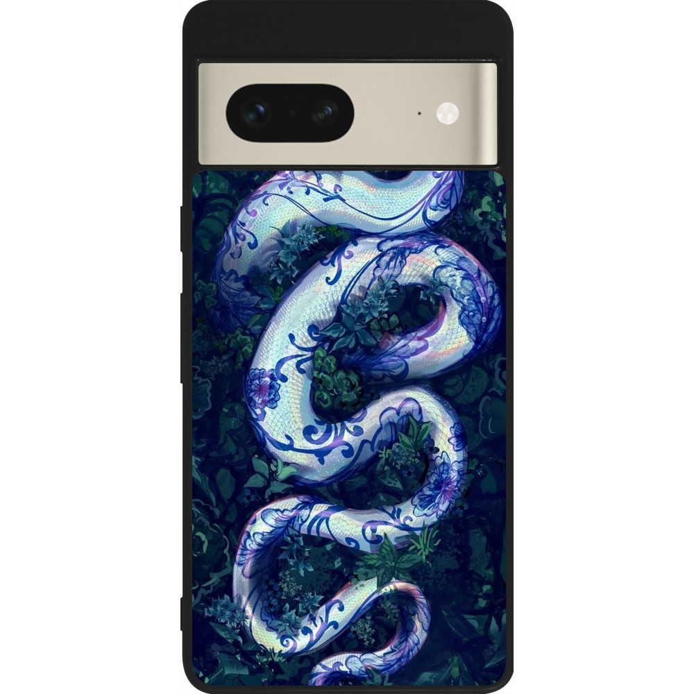 Google Pixel 7 Case Hülle - Silikon schwarz Snake Blue Anaconda