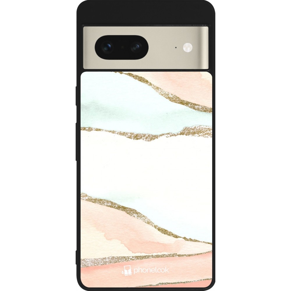 Google Pixel 7 Case Hülle - Silikon schwarz Shimmering Orange