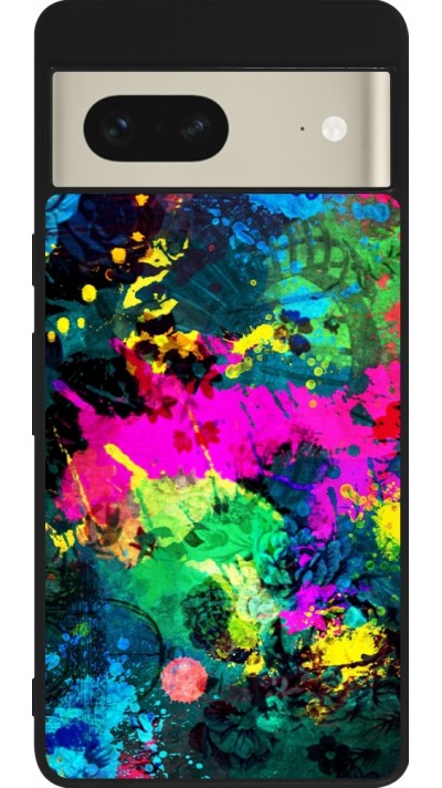 Google Pixel 7 Case Hülle - Silikon schwarz Splash paint