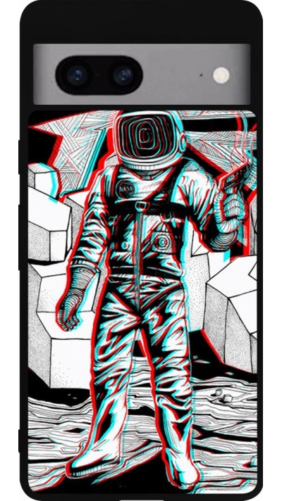 Google Pixel 7a Case Hülle - Silikon schwarz Anaglyph Astronaut