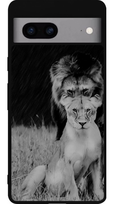 Google Pixel 7a Case Hülle - Silikon schwarz Angry lions