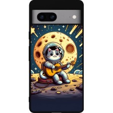 Google Pixel 7a Case Hülle - Silikon schwarz AstroKatze RockMond