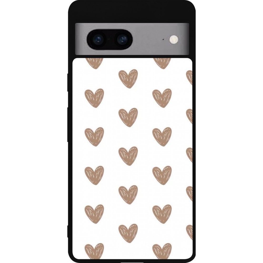 Google Pixel 7a Case Hülle - Silikon schwarz Autumn 2024 brown hearts