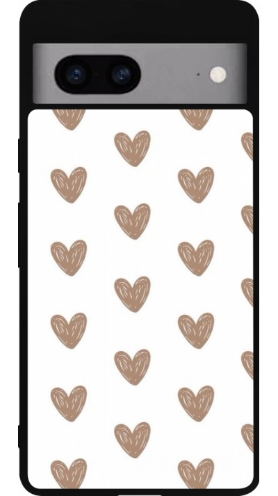 Google Pixel 7a Case Hülle - Silikon schwarz Autumn 2024 brown hearts