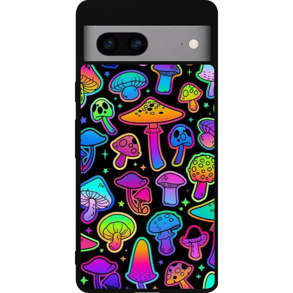 Google Pixel 7a Case Hülle - Silikon schwarz Autumn 2024 magic mushrooms