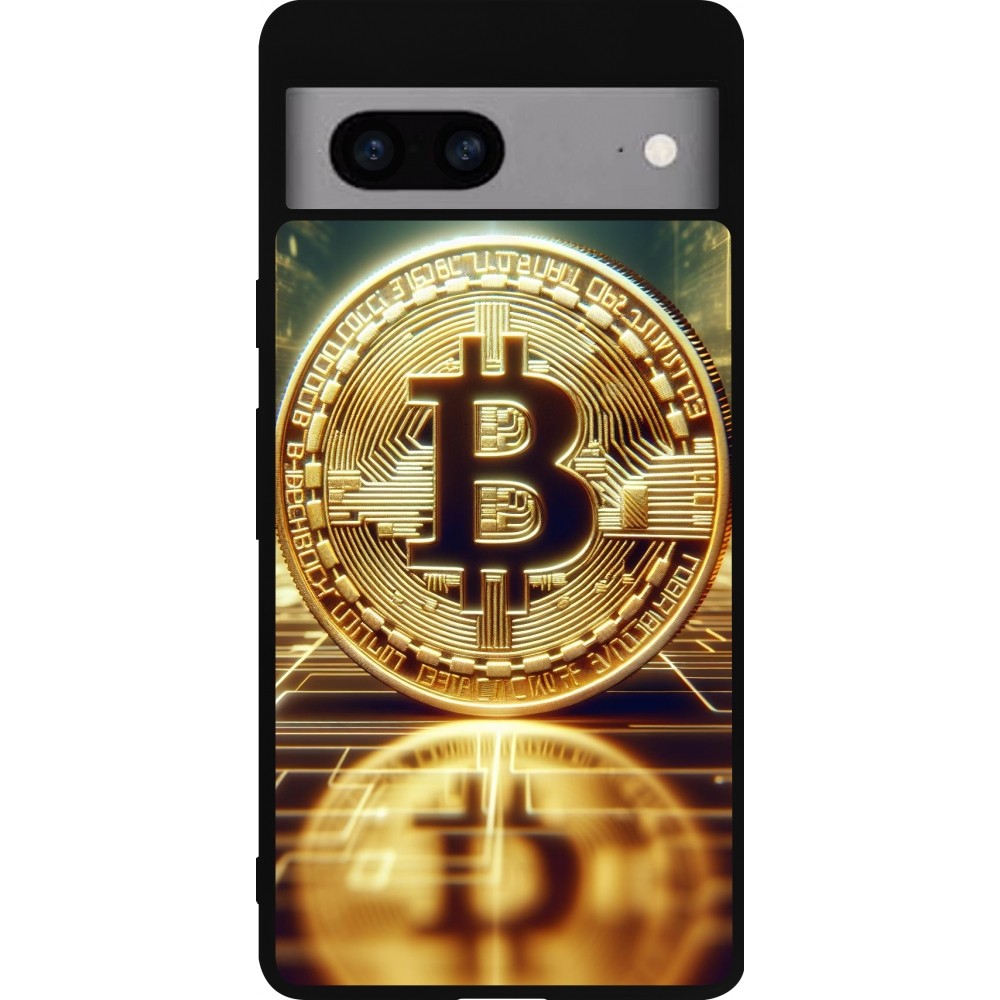 Google Pixel 7a Case Hülle - Silikon schwarz Bitcoin Stehen