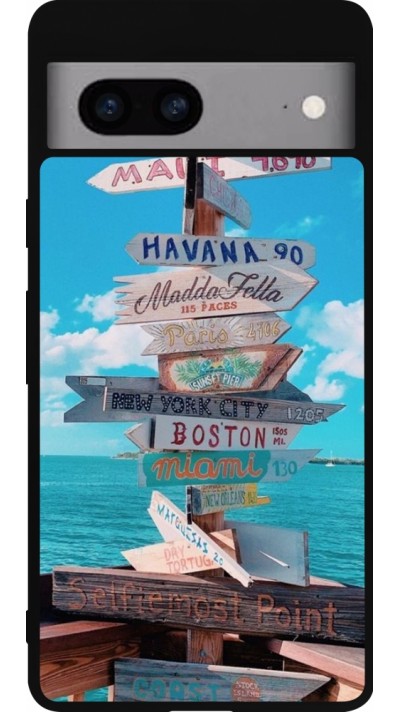 Google Pixel 7a Case Hülle - Silikon schwarz Cool Cities Directions