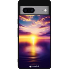 Google Pixel 7a Case Hülle - Silikon schwarz Sonnenuntergang gelb violett