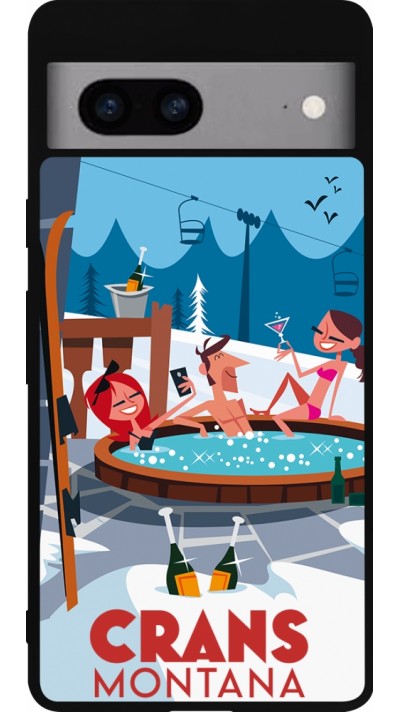 Google Pixel 7a Case Hülle - Silikon schwarz Crans-Montana Mountain Jacuzzi