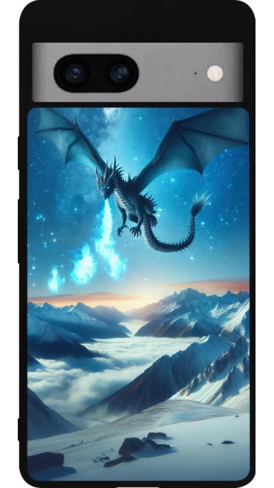 Google Pixel 7a Case Hülle - Silikon schwarz Drache nächtliche Berg